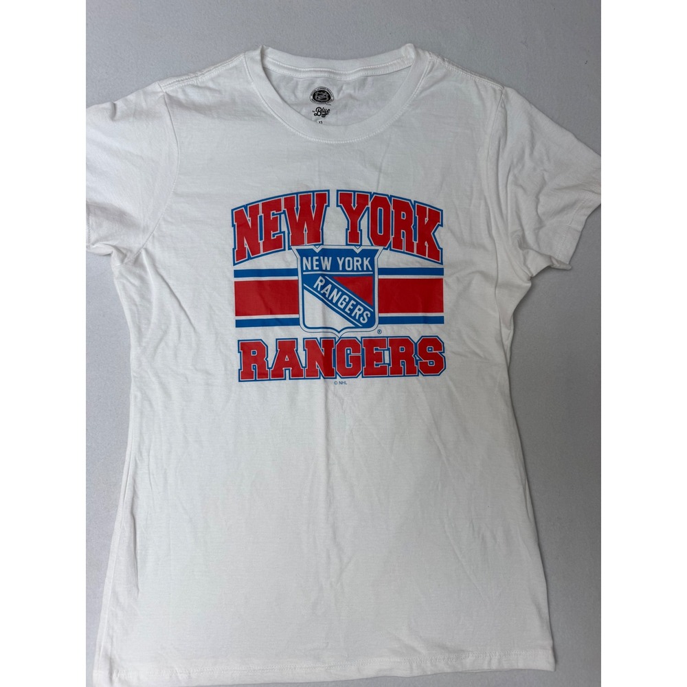 Blue 84 NHL New York Rangers Graphic T-Shirt White Red Blue XS 100% Cotton